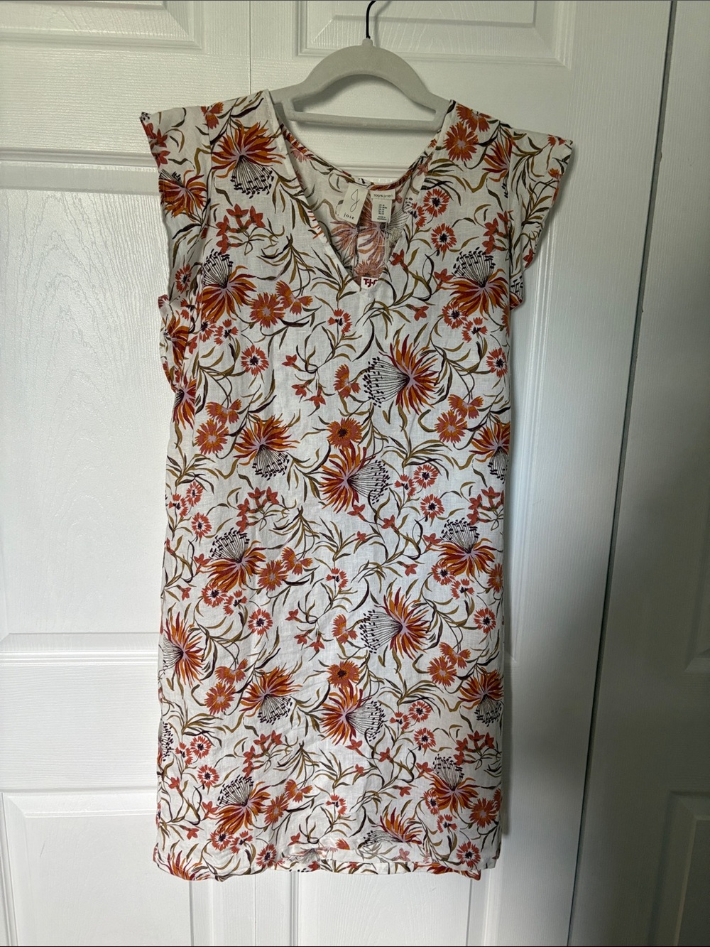 Joie linen Mini Dress in White and Orange